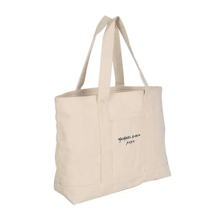 Wholesale Blank Big Canvas Tote Bag with Custom Printed logo Large Capacity Shopping Bag Cotton Print Beach Tote Bag for Women