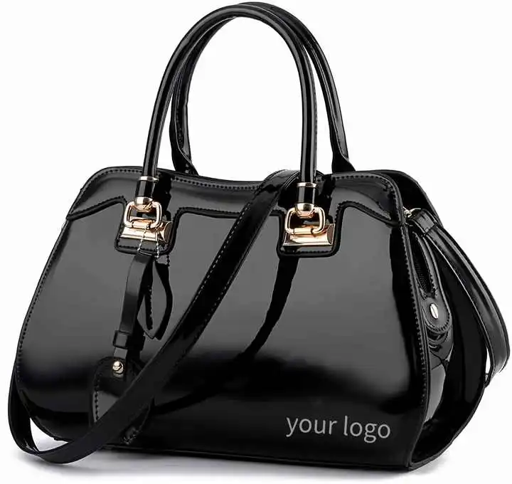 New Trending Large Capacity Shoulder Bag Shinny Leather Tote Bags for Ladies Custom Logo